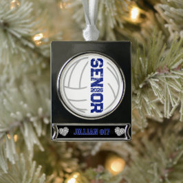 Aangepaste volleybalspeler Senior jaar gestresst Verzilverd Banner Ornament