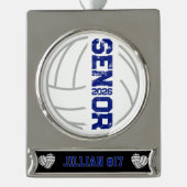 Aangepaste volleybalspeler Senior jaar gestresst Verzilverd Banner Ornament (Voorkant)