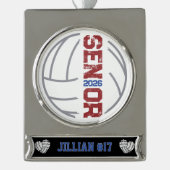 Aangepaste volleybalspeler Senior jaar gestresst Verzilverd Banner Ornament (Voorkant)