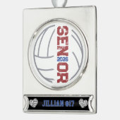 Aangepaste volleybalspeler Senior jaar gestresst Verzilverd Banner Ornament (Links)