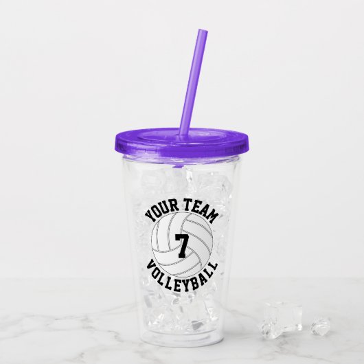 Aangepaste volleybalteamnaam en afspeelnummers acryl drinkbeker (Achterkant ijs)