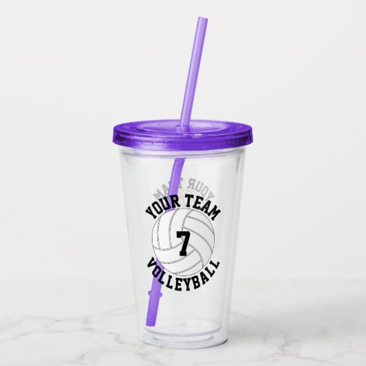 Aangepaste volleybalteamnaam en afspeelnummers acryl drinkbeker (Achterkant)
