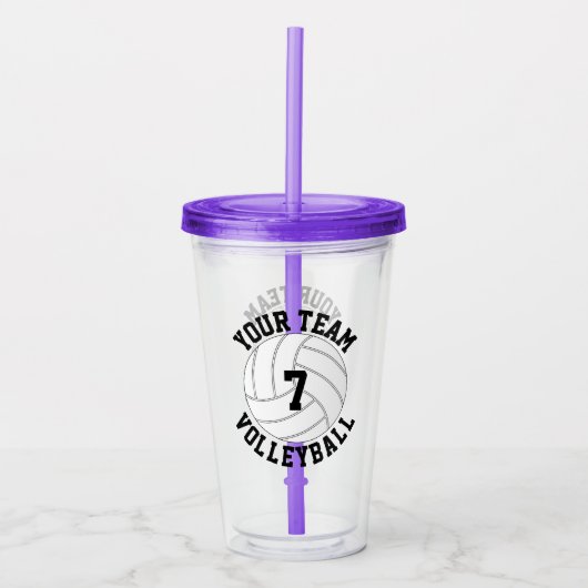 Aangepaste volleybalteamnaam en afspeelnummers acryl drinkbeker (Voorkant)