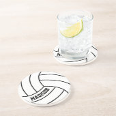 Aangepaste Volleybalteamnaam of tekstsport Zandsteen Onderzetter (Zijkant)