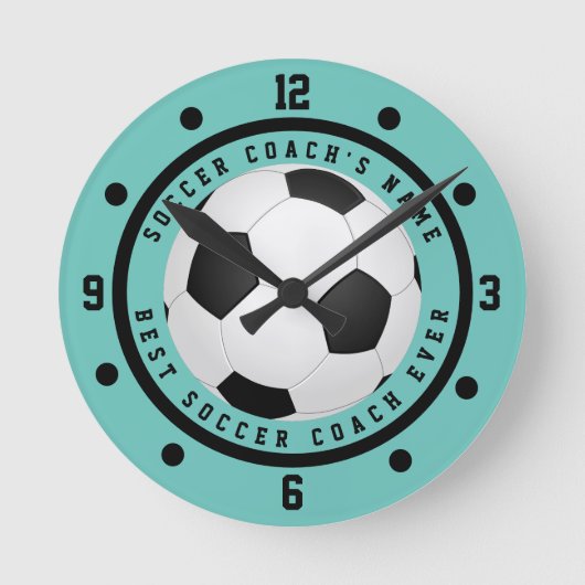 Aangepaste  voor Blauwgroen Blue Boy's Voetbal coa Ronde Klok (Voorkant)