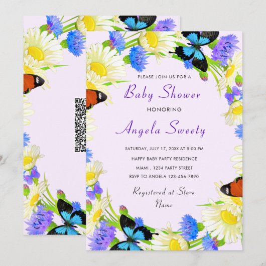 Aangepaste voorbeeld van baby shower uitnodiging m (Voorkant / Achterkant)