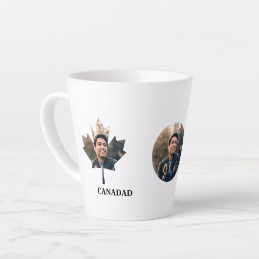 Aangepaste voorbeeldbladvormfoto blij Canada dag Latte Mok (Linkerhoek)