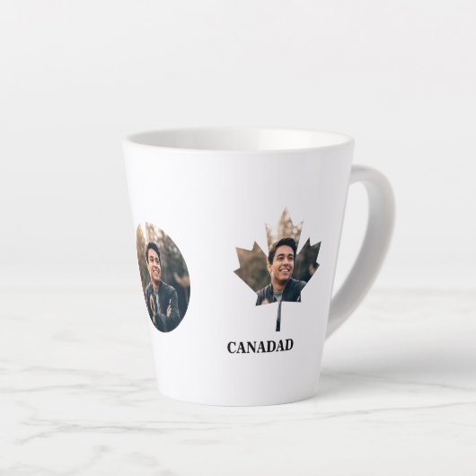 Aangepaste voorbeeldbladvormfoto blij Canada dag Latte Mok (Rechterhoek)