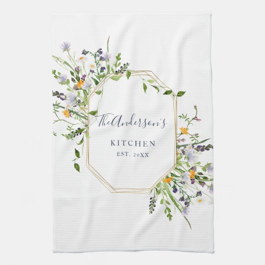 Aangepaste voorjaarsbloemen keukenhanddoek (Verticaal)
