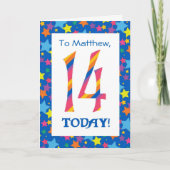 Aangepaste voorkant 14e verjaardag Bright Stripes, Kaart (Voorkant)