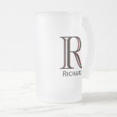 Aangepaste voornaam 3-kleurenmonogram matglas bierpul (Voorkant rechts)