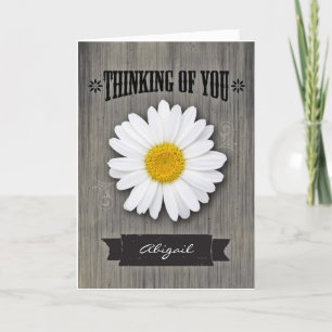 Aangepaste voornaam, Denken aan u, Rustic Daisy Kaart