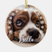 Aangepaste voornaam foto Snowflakes kerst Keramisch Ornament (Voorkant)