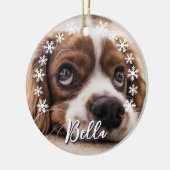 Aangepaste voornaam foto Snowflakes kerst Keramisch Ornament (Links)