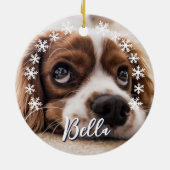 Aangepaste voornaam foto Snowflakes kerst Keramisch Ornament (Achterkant)