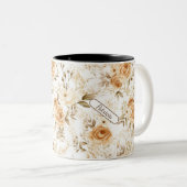 Aangepaste voornaam Rustieke moderne Boheemse Roze Tweekleurige Koffiemok (Voorkant rechts)