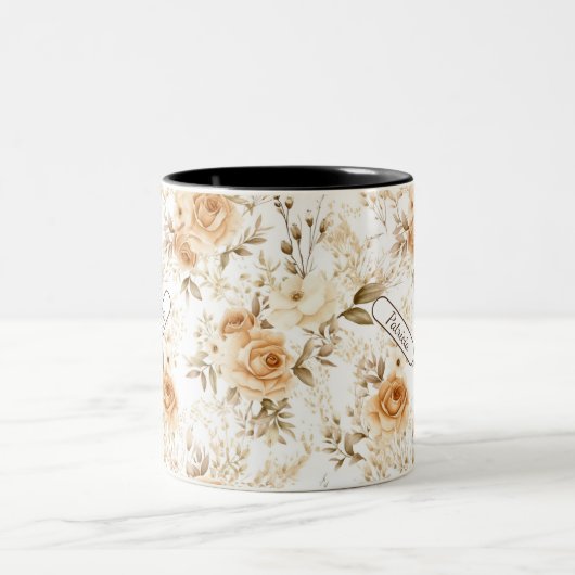 Aangepaste voornaam Rustieke moderne Boheemse Roze Tweekleurige Koffiemok (Center)