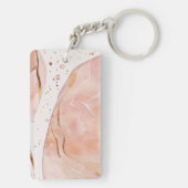 Aangepaste voornaam Trendy Marmeren Roos Goud Sleutelhanger (achterkant)