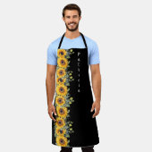 Aangepaste voornaam Vrouwen Zonnebloemen Geel Schort (Gedragen)