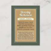 Aangepaste voorouder trading Kaart, familie erfgoe Contactkaartje (Achterkant)