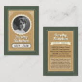 Aangepaste voorouder trading Kaart, familie erfgoe Contactkaartje (Voorkant / Achterkant)