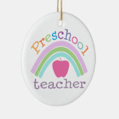 Aangepaste voorschoolleraar regenboogversiering keramisch ornament (Rechts)