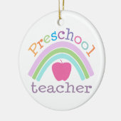 Aangepaste voorschoolleraar regenboogversiering keramisch ornament (Links)