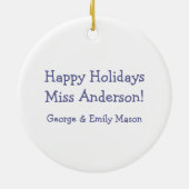 Aangepaste voorschoolleraar regenboogversiering keramisch ornament (Achterkant)