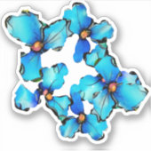 Aangepaste vorm blauwe bloem artsy sticker (Voorkant)