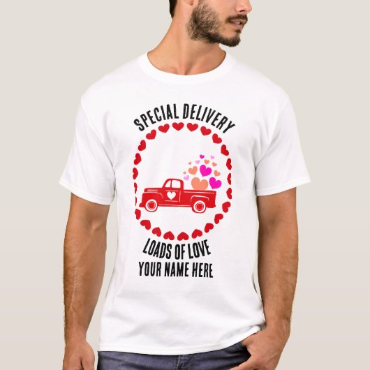 Aangepaste vrachtwagen met hart grappige Valentijn T-shirt (Voorkant)