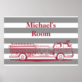 Aangepaste vrachtwagen voor rode en grijze brand poster