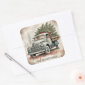 Aangepaste Vrachtwagen Vrolijk Kerstfeest Vierkante Sticker (Envelop)