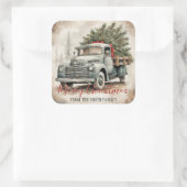 Aangepaste Vrachtwagen Vrolijk Kerstfeest Vierkante Sticker (Tas)