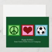 Aangepaste Vrede Liefde Voetbal Kerst Groen Futbol Feestdagenkaart (Voorkant / Achterkant)
