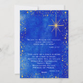 Aangepaste Vrede op Aarde Blauw en Goud Kerst Kaar Feestdagenkaart (Achterkant)