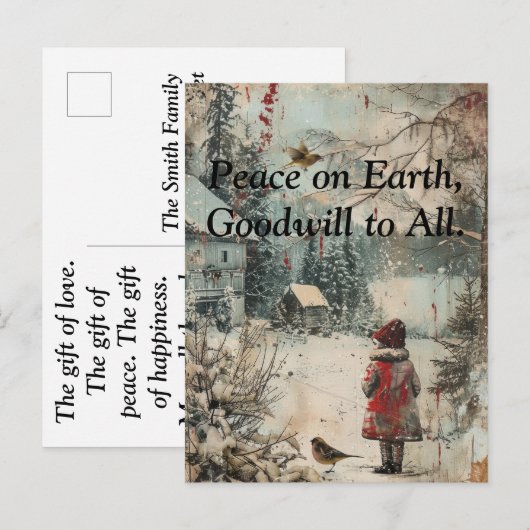 Aangepaste Vrede op Aarde Kerst Postkaarten Feestdagenkaart (Voorkant / Achterkant)