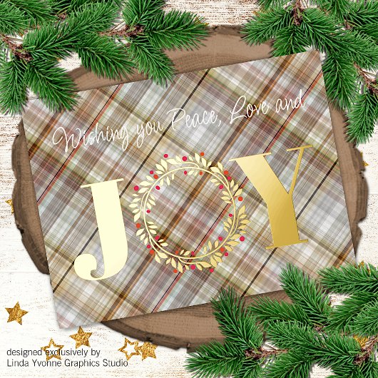 Aangepaste vredeliefde Red Holly Berries Foliage Folie Feestdagen Briefkaart