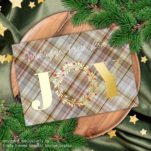 Aangepaste vredeliefde Red Holly Berries Foliage Folie Feestdagenkaart