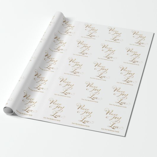 Aangepaste vreugde Gold White Kerstmis Cadeaupapier (Uitgerold)