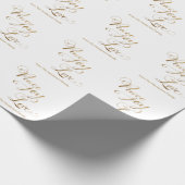 Aangepaste vreugde Gold White Kerstmis Cadeaupapier (Hoek)