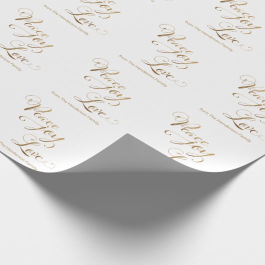 Aangepaste vreugde Gold White Kerstmis Cadeaupapier (Hoek)