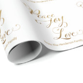 Aangepaste vreugde Gold White Kerstmis Cadeaupapier (Rol Hoek)