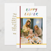 Aangepaste vreugdevolle Paas Wenskaart met Foto Feestdagenkaart (Voorkant / Achterkant)