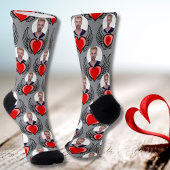 Aangepaste vriend Foto Red Winged Heart Light Grey Sokken