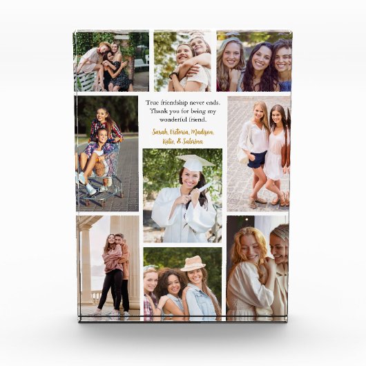 Aangepaste Vrienden Collage Vriendschap Quote Fotoblokken (Voorkant)