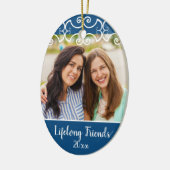 Aangepaste vrienden Klassieke blauwe Kerstmis met  Keramisch Ornament (Links)