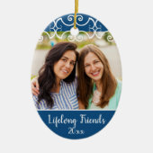 Aangepaste vrienden Klassieke blauwe Kerstmis met  Keramisch Ornament (Voorkant)