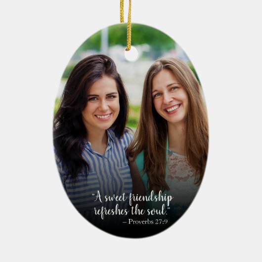 Aangepaste vrienden Klassieke blauwe Kerstmis met  Keramisch Ornament (Achterkant)