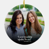 Aangepaste vrienden met 2-zijdige Paarse kerstfoto Keramisch Ornament (Achterkant)