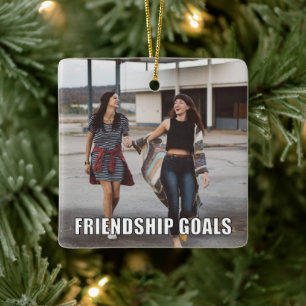 Aangepaste vriendschapsfoto Funny Friendship Goals Keramisch Ornament